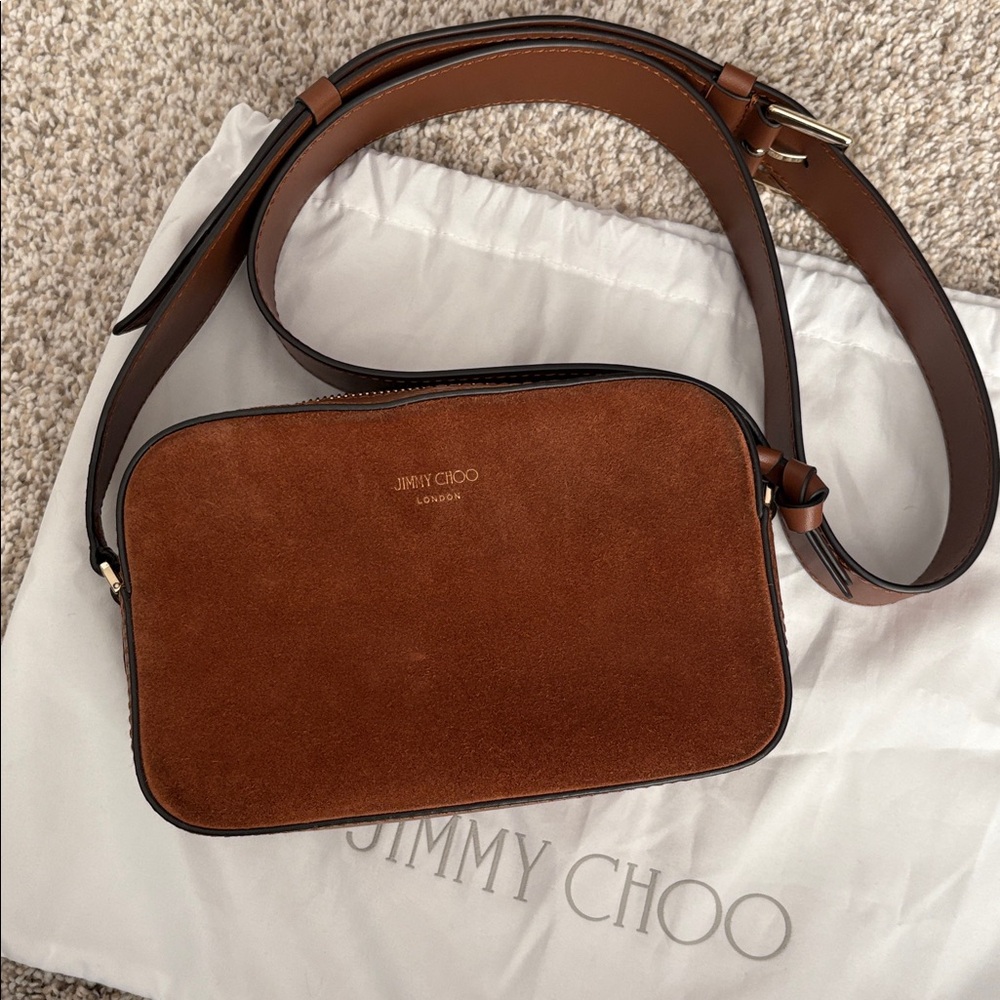 Jimmy Choo camera suede bag